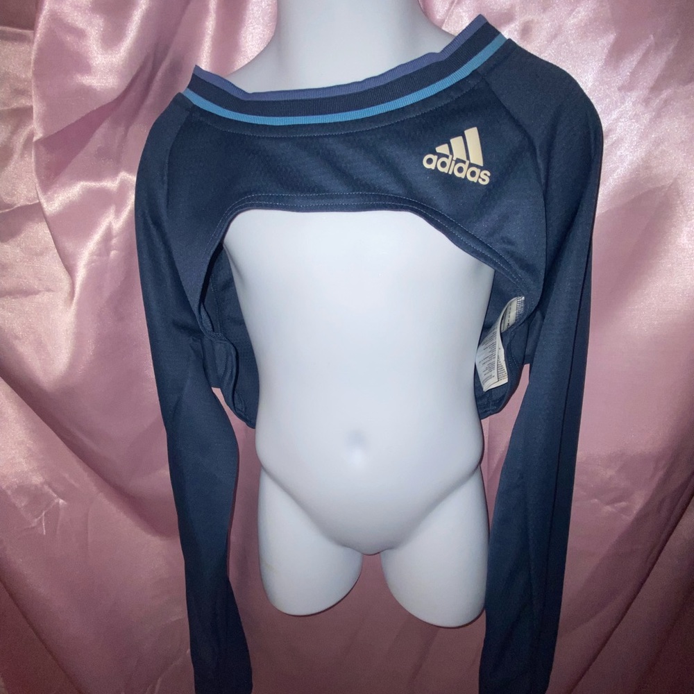 Adidas open crop top dark blue
